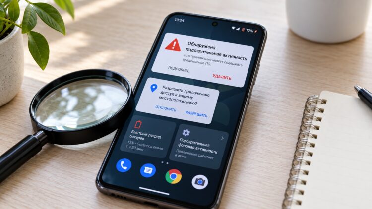Признаки наличия вирусов на Android-смартфоне. Фото.