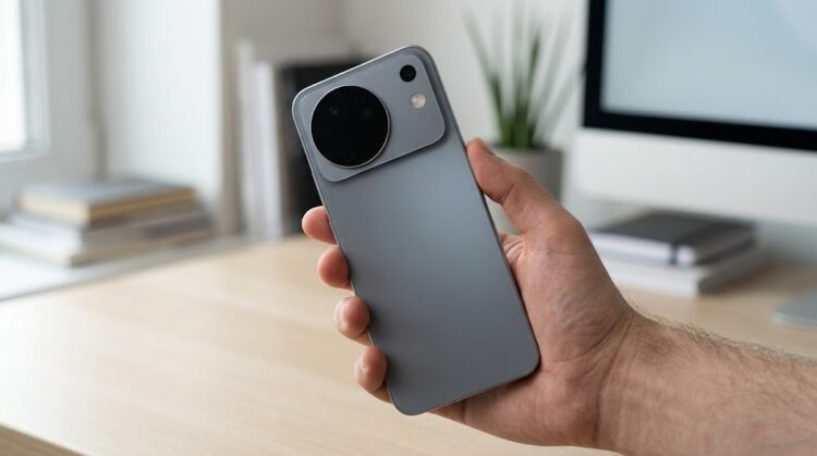 Серый vivo X500 в руке
