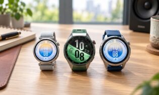 Watch GT 7 (41 мм), Watch GT 7 (46 мм) и Watch GT 7 Pro на столе