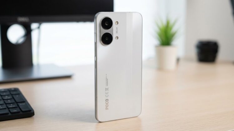 POCO X8 Pro стоит на столе