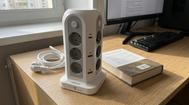 Сетевой фильтр-башня TESSAN с розетками и USB-портами