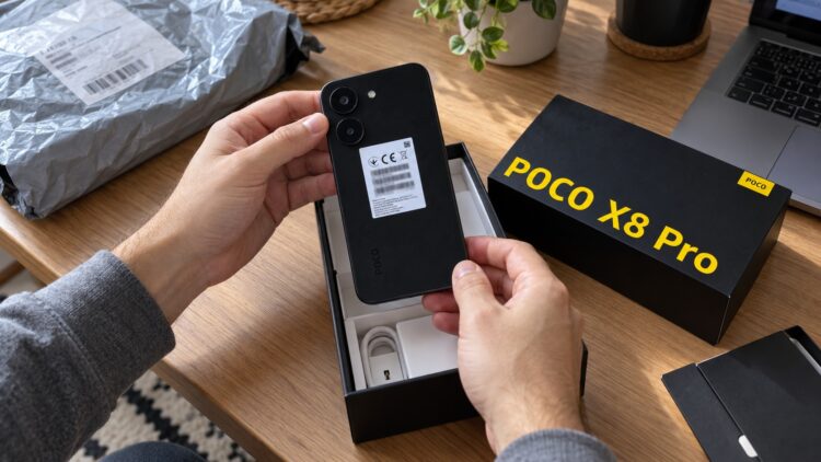 Человек распаковывает смартфон с AliExpress