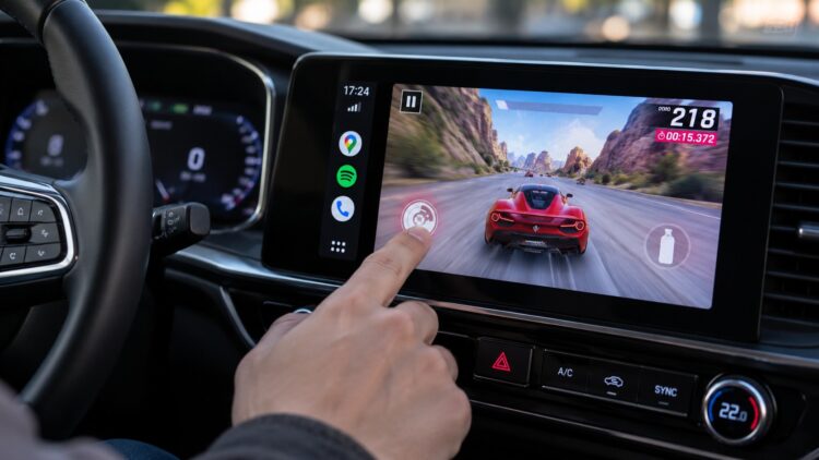 Человек играет на Android Auto