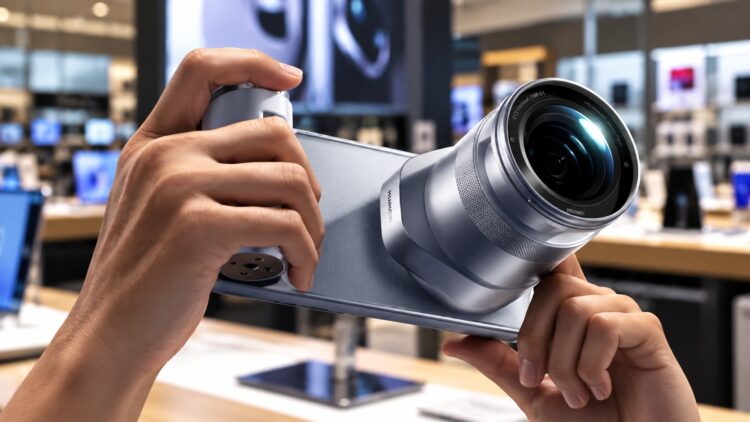 Новый смартфон HUAWEI с пристёгнутой камерой