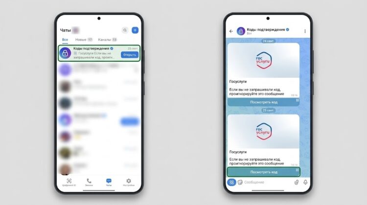 Коды подтверждения в специальном чат-боте MAX