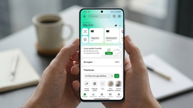 Приложение СберБанка на телефоне Android