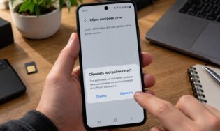 Человек сбрасывает настройки сети на Android