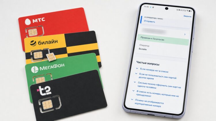 SIM-карты четырёх операторов и список номеров в Госуслугах