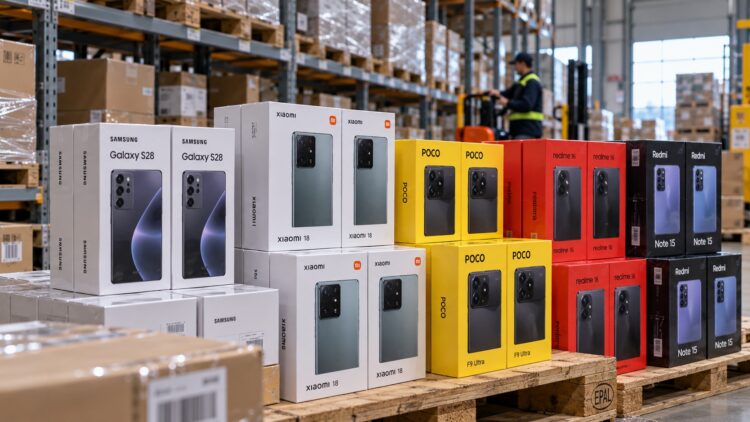 Визуализация смартфонов, лежащих на складах