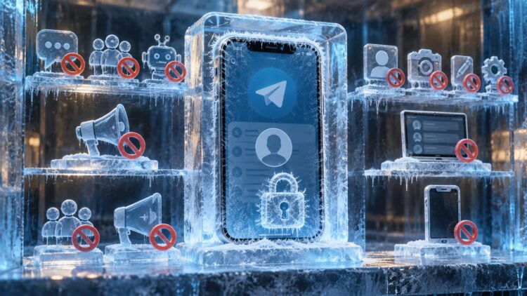 Визуализация ограничений замороженного аккаунта Telegram