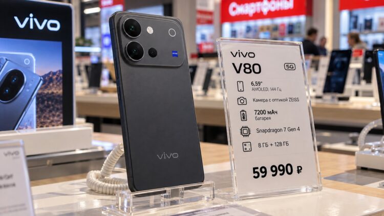Визуализация смартфона vivo V80 в российском магазине электроники