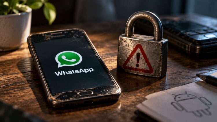 Старый телефон на Android с установленным WhatsApp*
