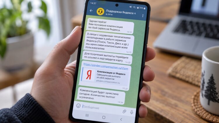 Пример сообщения от мошенника с предложением компенсации